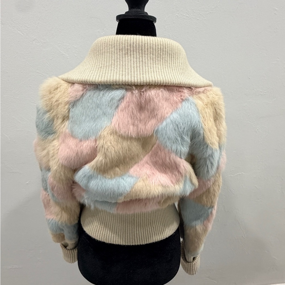 Colorful Teddy Jacket genuine, rabbit fur, multicolored coat - Picture 5 of 12